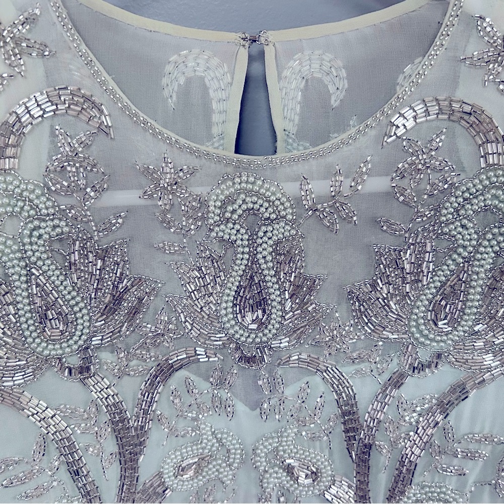 ❌SOLD He-Ro Industries |Vintage 100% Silk Mint Green Fancy Beaded Dress Size 10 - Picture 10 of 16